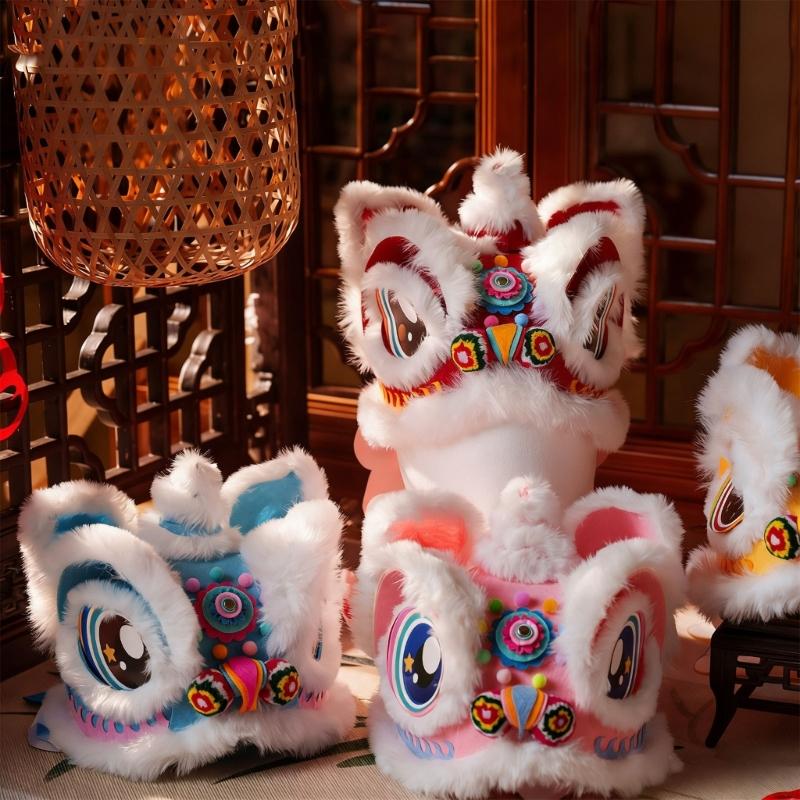 Nonwoven Chinese Lions Dance Hat DIY Lions Dance Cap Crafts Kit Chinese Dragon Head Cap Chinese New Year Decorations