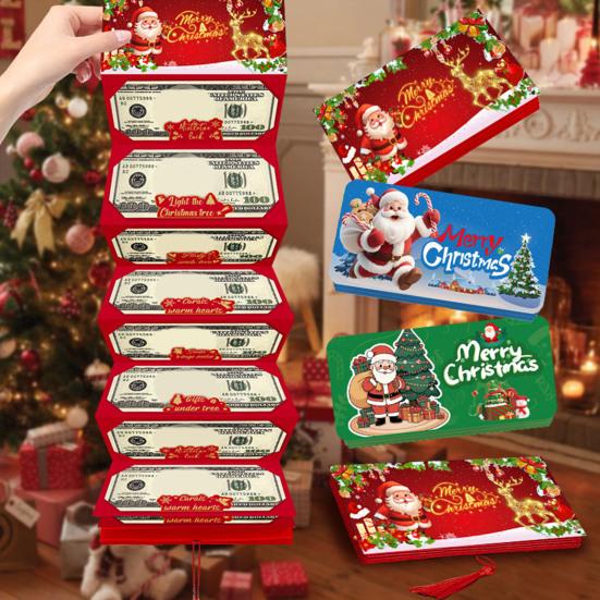 Vánoční obálky na peníze 10 přihrádek Překvapivý držák na vánoční dárkovou kartu na peníze DIY sváteční obálka na peníze pro muže ženy dívky chlapce