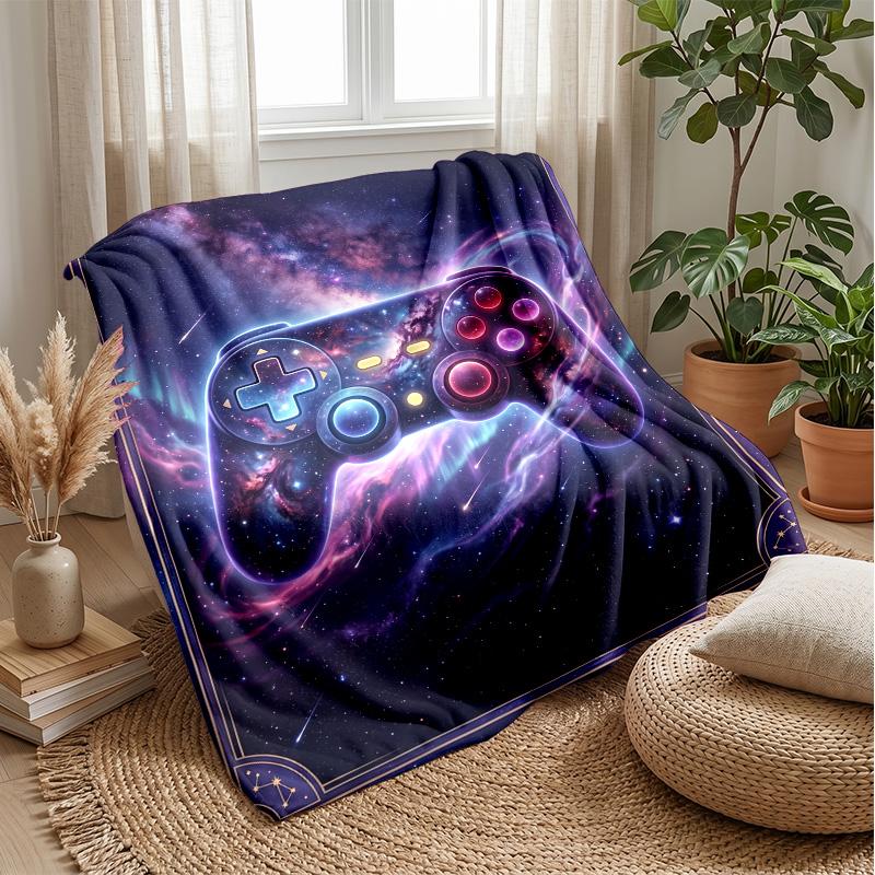 Galaxy Game Pad Theme Blanket Lightweight Warm Flannel Blanket Decorative Throw Blanket for Home Decoration