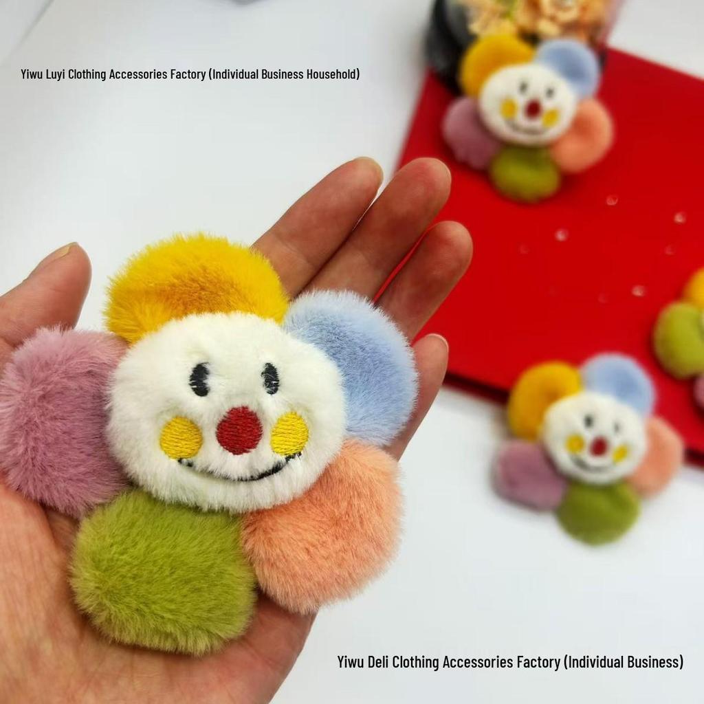 Plush Colorful Sunflower Smiley Face Flower Doll for DIY Accessories