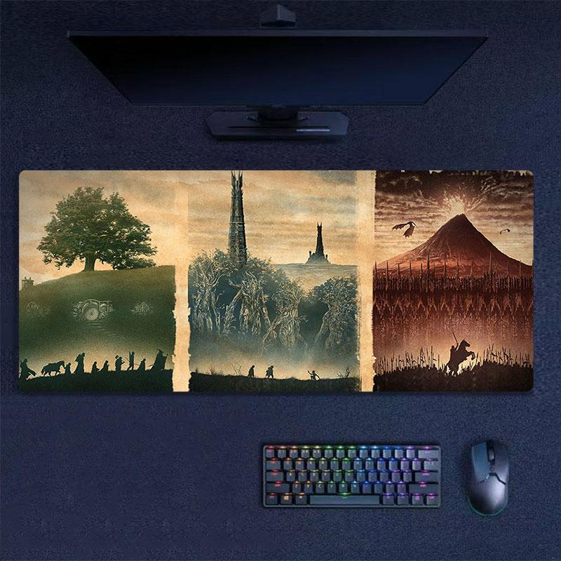 The Lord of the Rings Mouse Pad, Large Gaming Desk Mat, Non-slip XXL Mousepad for Laptop & Tablet, Mini PC Playmat with Stitched Edges