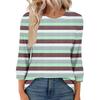 Women's Fashion Casual Seven Sleeve T-Shirt Print Round Neck Top