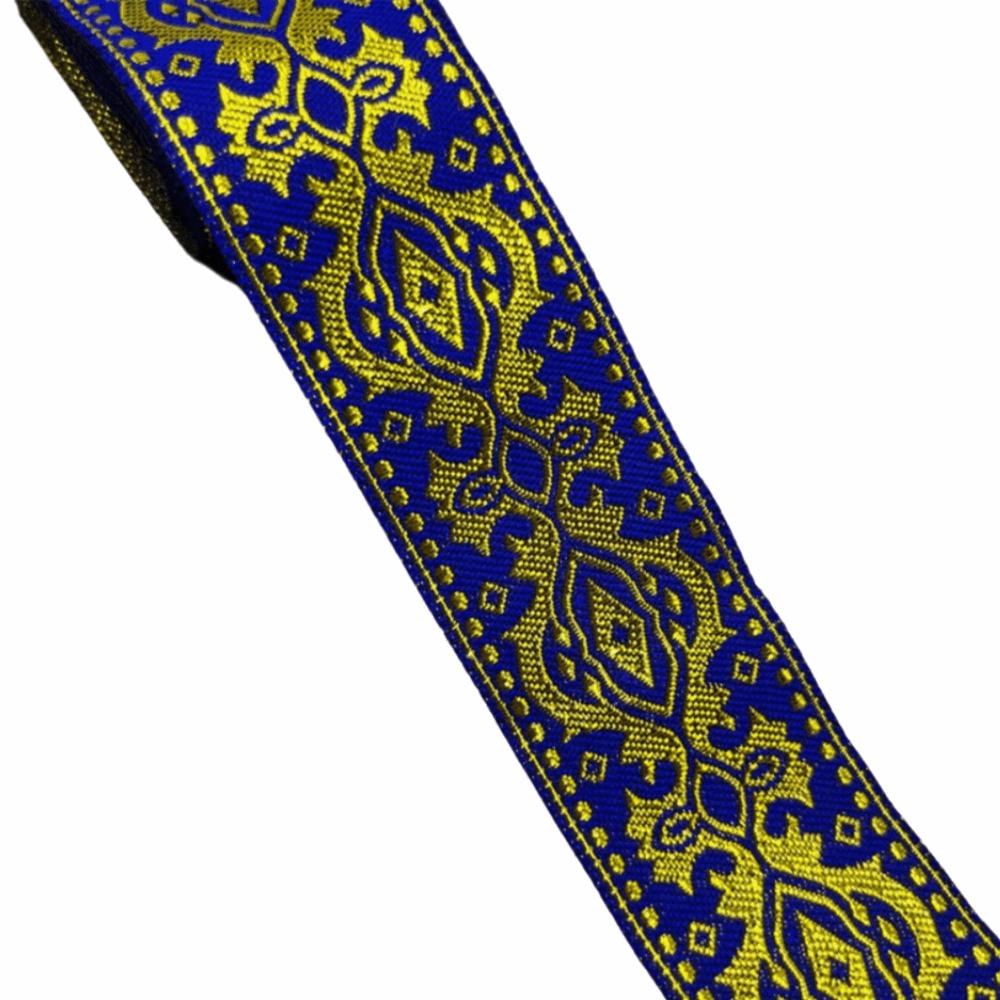 1.3 Inch Wide Jacquard Woven Fabric Ribbon Fringe Trim Flat Gold Gold Glitter Embroidery Ribbon Lace Accessories