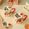 Creative Fruit Ceramic Cup Cartoon Mug Souvenir Summer Fresh Girls Water Cup with Cover High Looking Cup