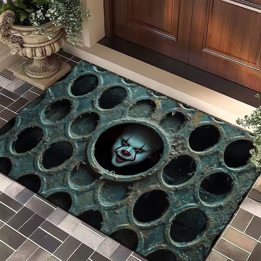 Halloween Děsivý Strašidelný Klaun 3D Iluze Rohožka Protiskluzová Hrůzostrašná Dekorace Vstupní Prahy Snadno Čistitelná Párty Domácí Dekorace