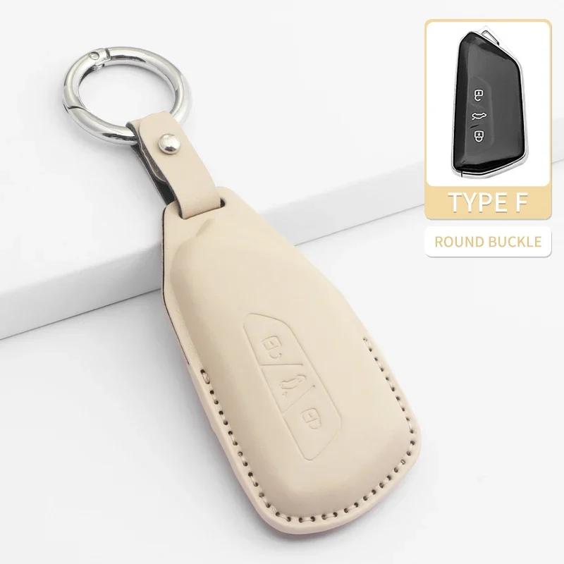 Car Key Cover For VW Volkswagen MK7 Golf 7 Passat Tiguan MK2 For SEAT Ateca Leon FR 2 PU Car Key Protector Shell Accessories