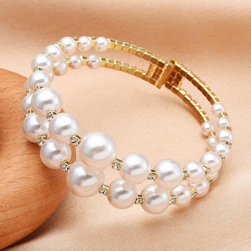 Pearl Bracelet Simple Double-Layer Diamond-Encrusted Bracelet Women S Cold Wind Girlfriend Light Luxury Niche Jewelry
