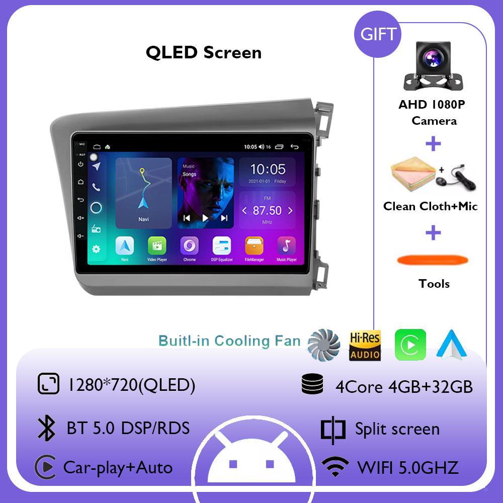 

9-дюймовый Android 14 автомобильный радиоприемник для Honda Civic RHD 2012 2013 2014 2015 мультимедийный проигрыватель Carplay Auto Stereo GPS навигация головное устройство