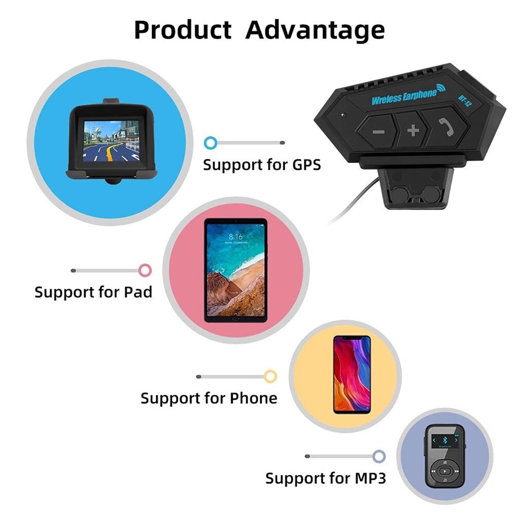 2023 Motocyklová BT 5.0 helma Headset Bezdrátová sada pro hands-free volání Stereo Anti-interference Vodotěsný hudební přehrávač Reproduktor