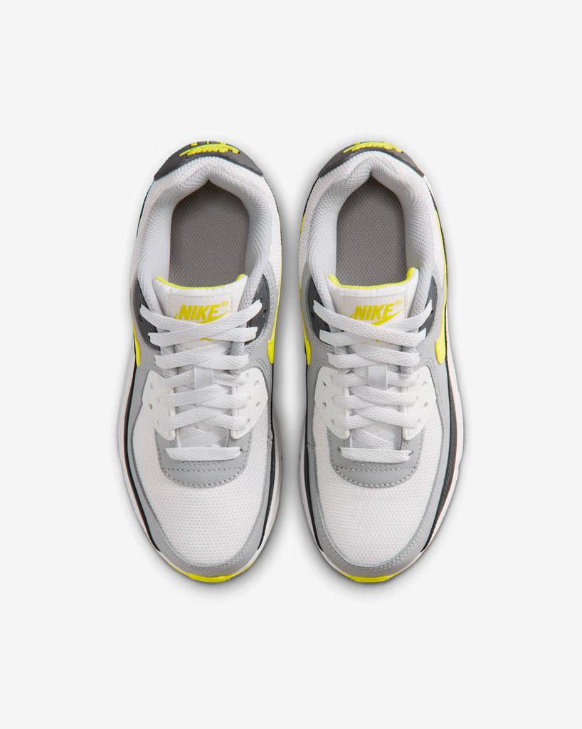 IQ0098-100 Nike GS Air Max 90 Off White Dark Smoke Grey Light Smoke Grey Sonic