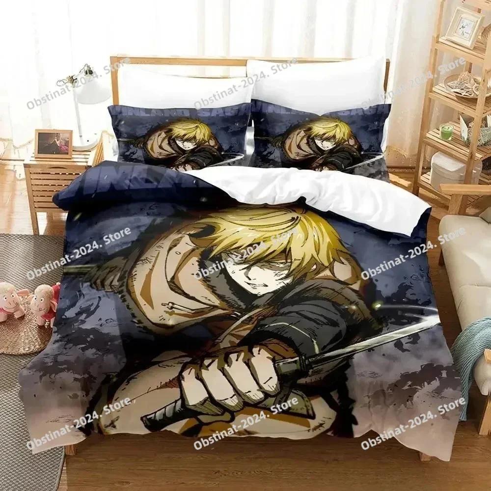 3D Anime Vinland Saga Bettwäsche-Set Gedruckte einzelne Decke Bettbezug Kissenbezug 3-teilige Sets Kinder Erwachsenengröße