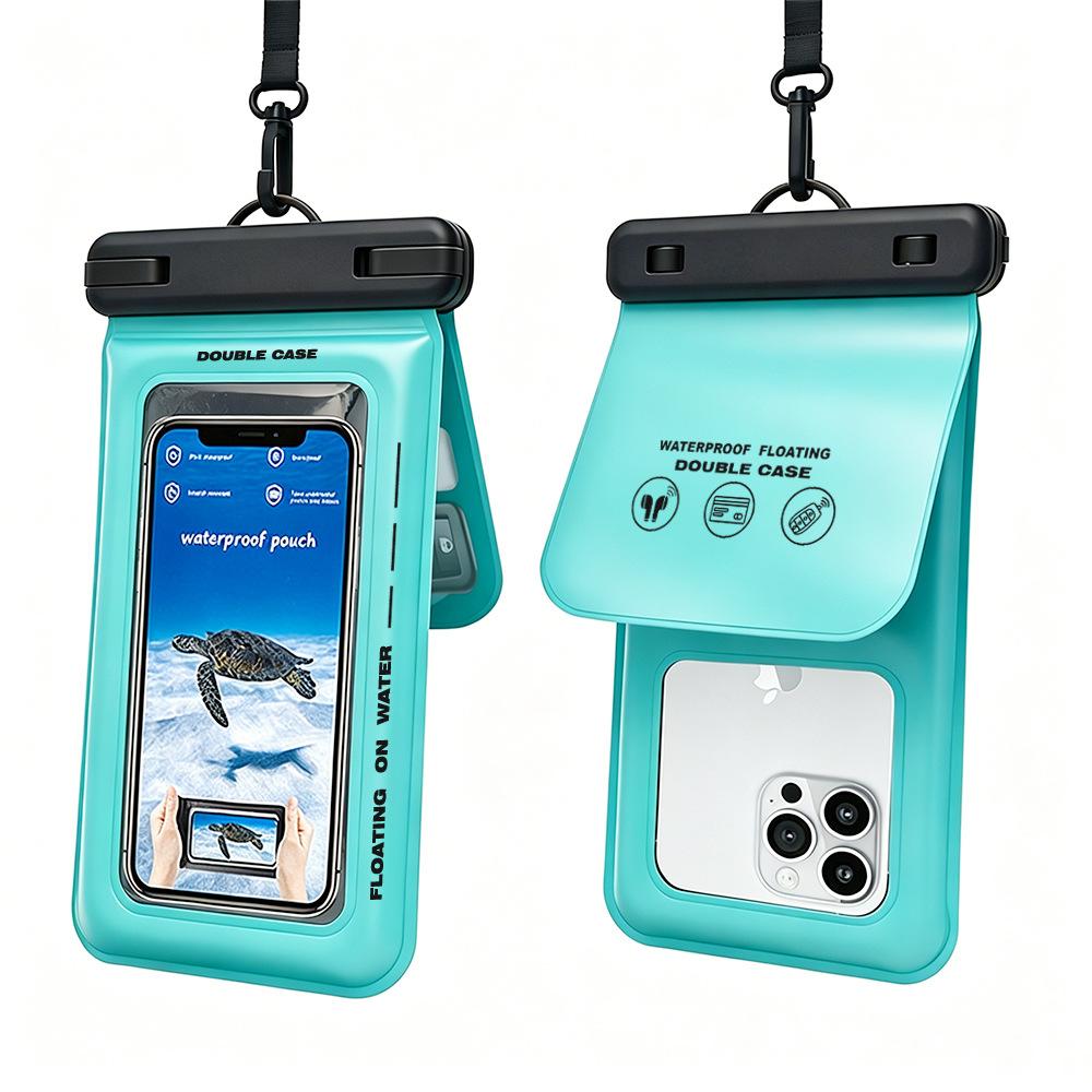 2er-Pack Dual-Fach IPX8 Wasserdichte Handytasche TPU Touchscreen Trockentasche Passt für 7,5 Zoll Handy Verstellbare Lanyard Strand Schwimmen