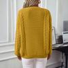 Women's Fashion Casual Round Neck  Twists Knitwear Solid Color Pullover Long Sleeve Loose Sweater