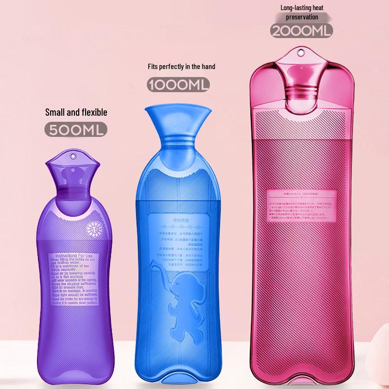 Große Heißwasserflasche für Bauch, Nacken und Rücken – Langes Streifendesign für die Wärmetherapie