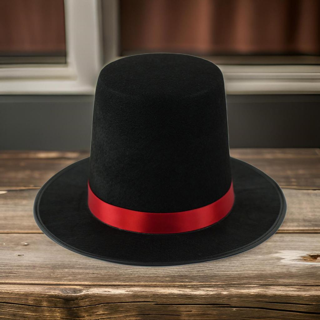 Vintage Black Top Hat Satins Ribbon Belt Caroler Snowman Costume Accessory for Adults and Teens Formal Occasion