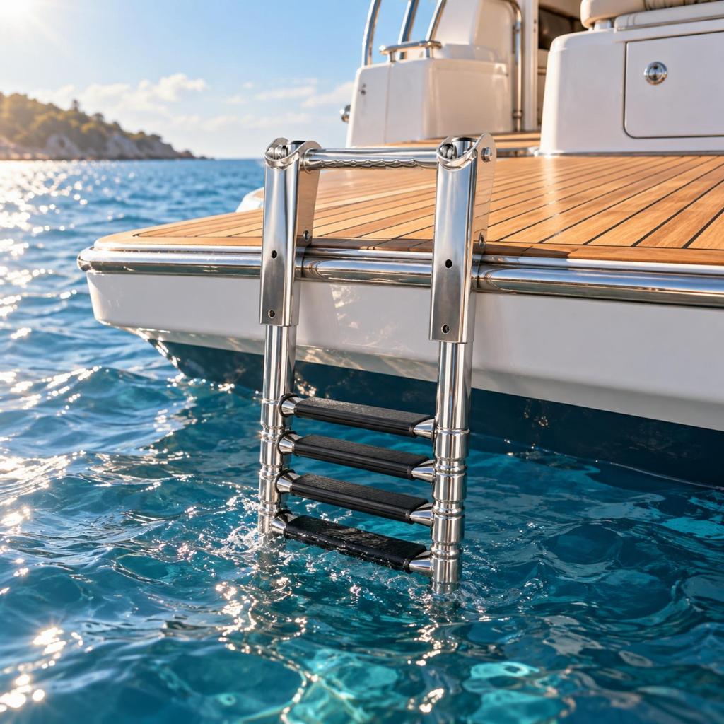 Marine Boarding Ladder Mirror Polished with AntiSlip Steps Saltwater Resistant for