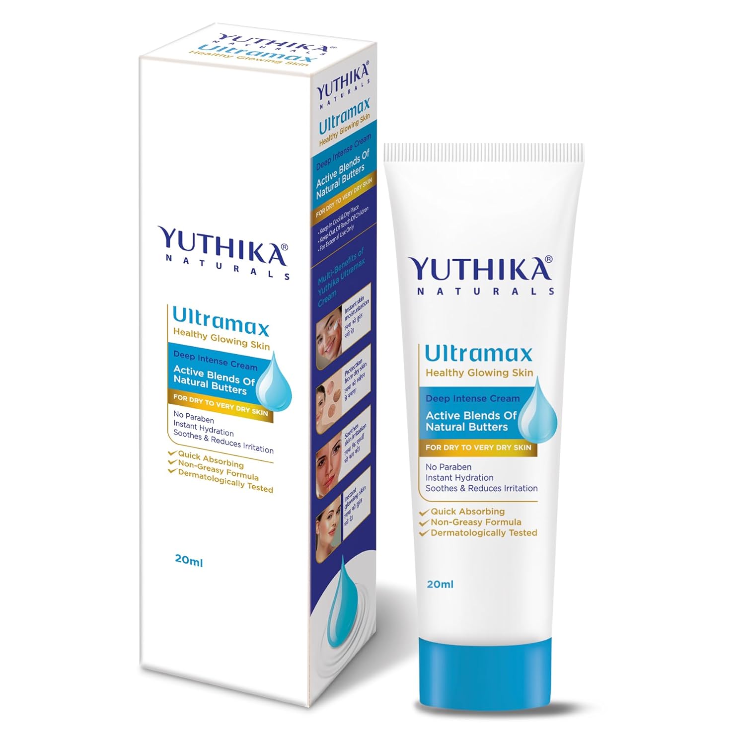 Yuthika Ultramax Deep Intense Moisturizing Cream 20ml for Dry Skin Men & Women Soft Hydration Non-Greasy