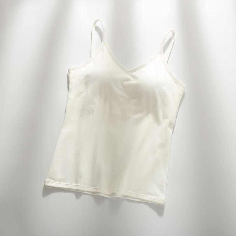 Women's Beautiful Back Camisole Vest with Padded Bra, One-Piece Top, Popular Style, Large U-Neck, Versatile Inner or Outerwear