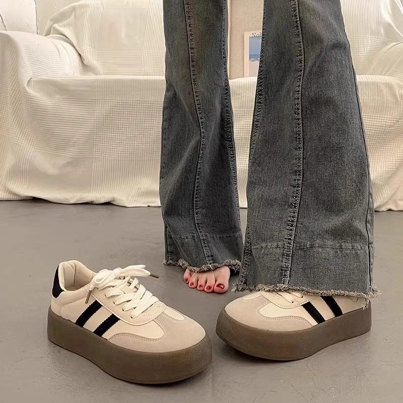 Little white shoes women's summer new retro board shoes women's thick soles increase height leisure sports