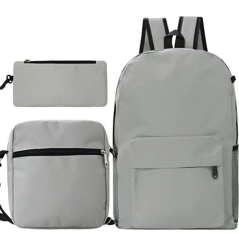 Backpack set, heat transfer student schoolbag, Oxford cloth backpack + shoulder bag + pencil case three-piece set