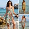 Rochie de acoperire Decupaj Tiv Neregulat Imprimeu cu Pene Fustă de Plajă Respirabilă Ușoară Rezistentă la Soare Uscare Rapidă Accesorii pentru Baie