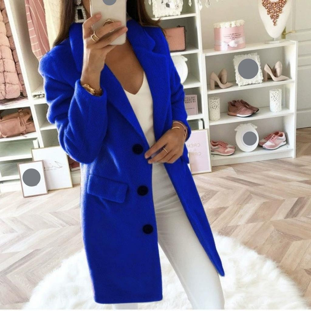 Autumn Solid Color Mid-length Double-breasted Woolen Coat Women's Casual Coat