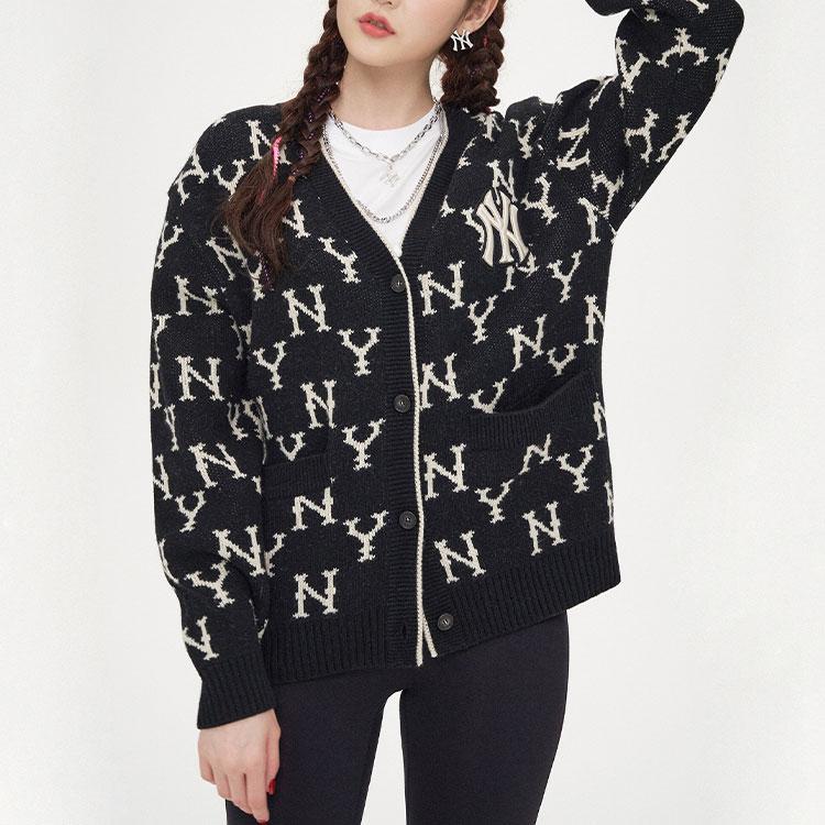 MLB New York Yankees Sweaters Unisex Black V neck Moderate Cardigan 3AKTM0114-50BKS