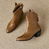 Women's high-heeled short boots autumn and winter new thick-heeled solid-color large-size ankle boots