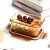 Demasi Heat-Resistant Glass Food Storage Container, Microwave And Oven Safe Lunch Box, Bento Box for Office Workers, Amber Heightened 1080+650+bag