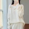 2026 A/W Women's One-Shoulder Embroidered Wool Sweater Top