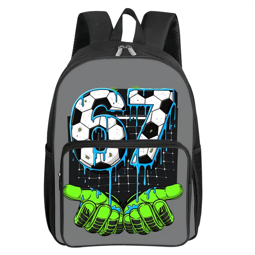 Colorful Number 67 Print Square Front Pocket Backpack Large Capacity for Boy/Girls Best Gift 2D Cartoon Children's School Bag