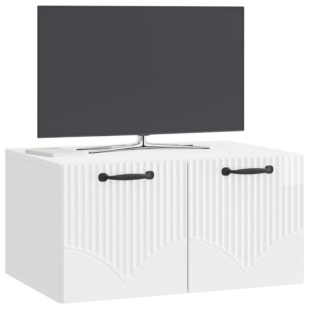 Wall Mounted TV Cabinet High Gloss White 59.5 x 41 x 30 cm