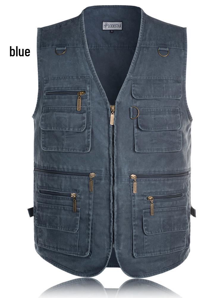 

Мужской демисезонный жилет из денима и хлопка больших размеров для улицы с несколькими карманами 5XL