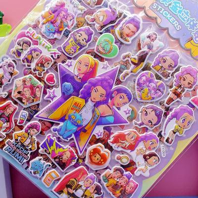 Kpop Demon Hunters Anime Laser Cut Sticker Tiger Rumi Mira Zoey Stickers Office Stationery and School Supplies Decoration