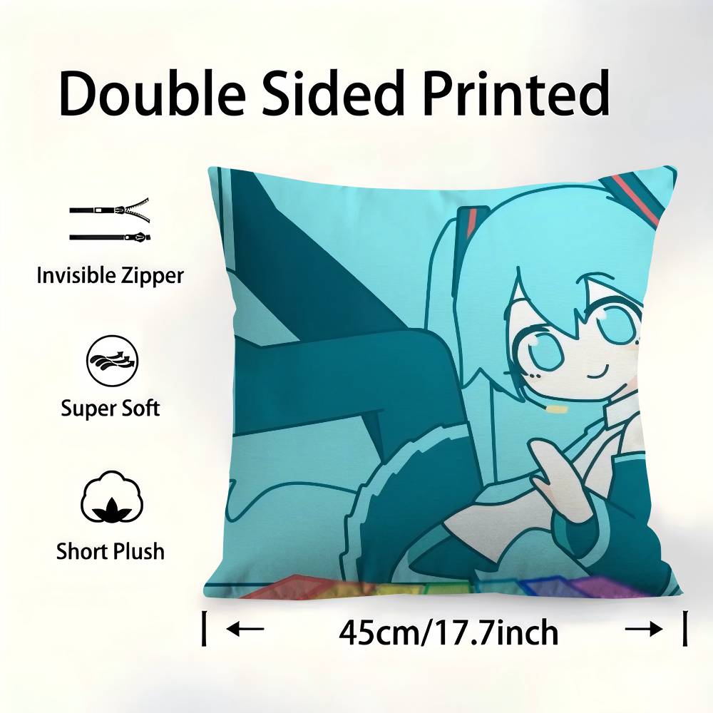 Anime Hatsune Miku Personalized Pillow Cover Kids Bedroom Wild Party Decor Pillowcase Kid Birthday Shower Gift