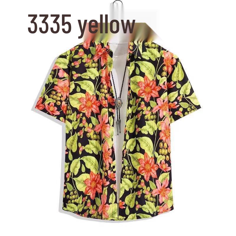 Unisex Summer Floral Short Sleeve Shirt - Hainan Sanya Travel & Casual Hong Kong Style Fashion