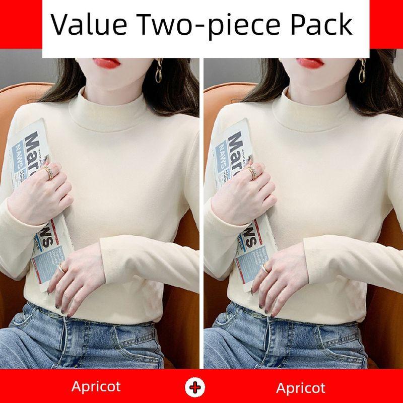 Anti-Static Pure Cotton Large Size Half-High Collar Base Shirt for Women in Autumn and Winter, New Slim-Fit T-Shirt for Layering