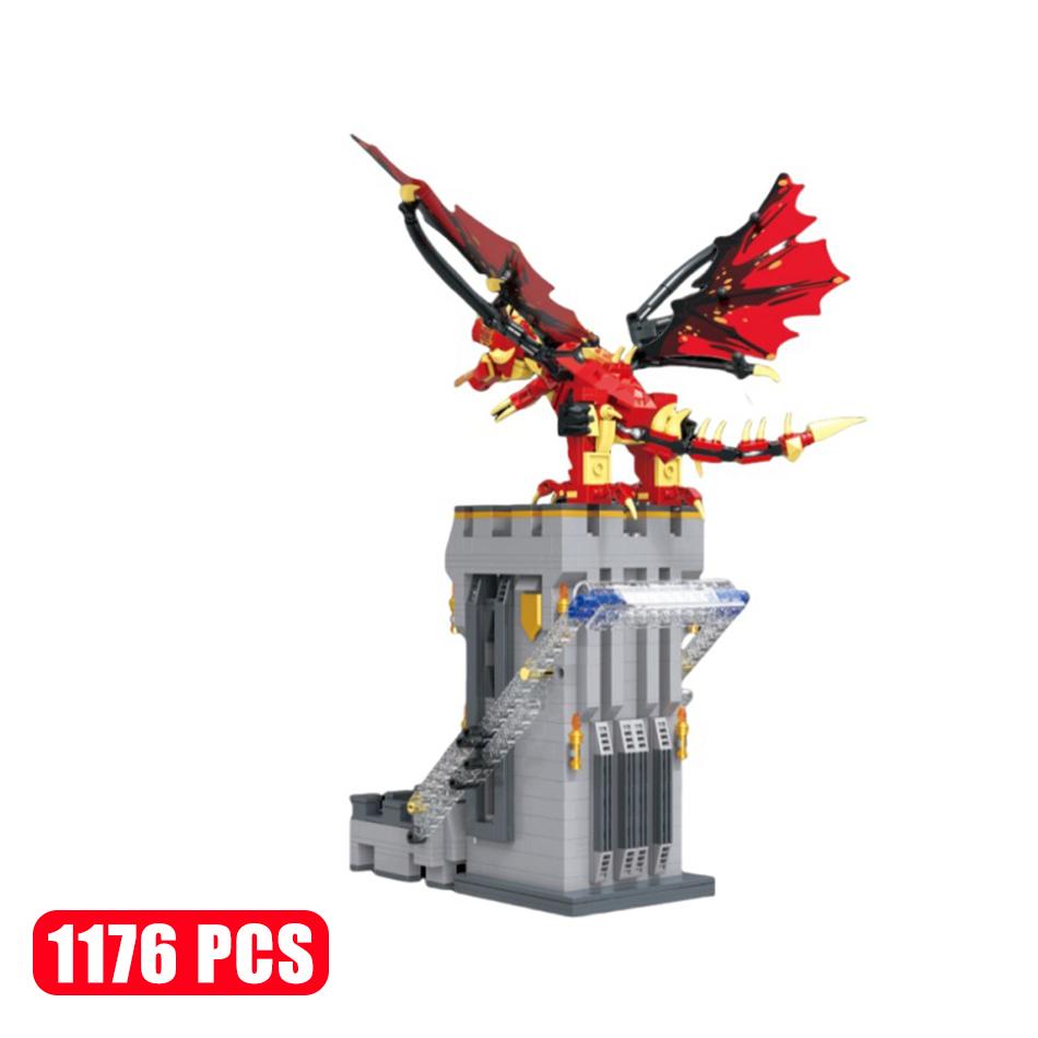 1176Pcs MOC Dragons Game Roller Dice Tower Building Blocks Set And Dungeonsed Self-Loading Dice Bricks Toys Kids Christmas Gift