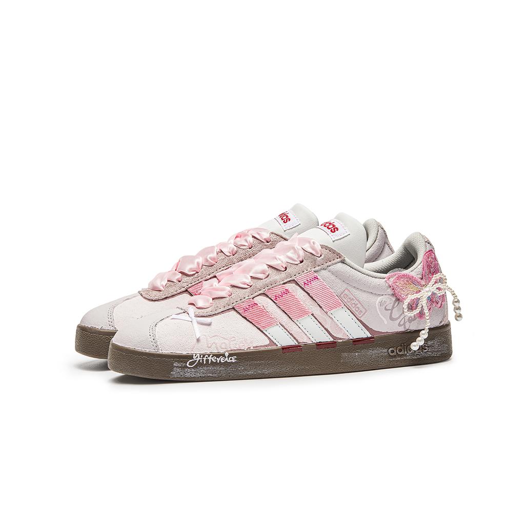 adidas Wu Jian, Pink Fabric Cushioning Low Top Skateboard Shoes Unisex Pink Brown HQ1802(Team1173-)