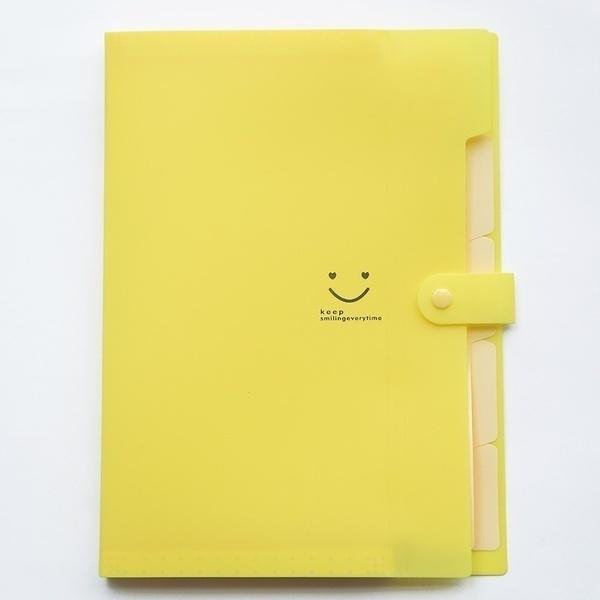 1PC Jelly Color 5-index Expending File Folder Office Supplies Student Stationary A4 Size Letter Size Smile Printing