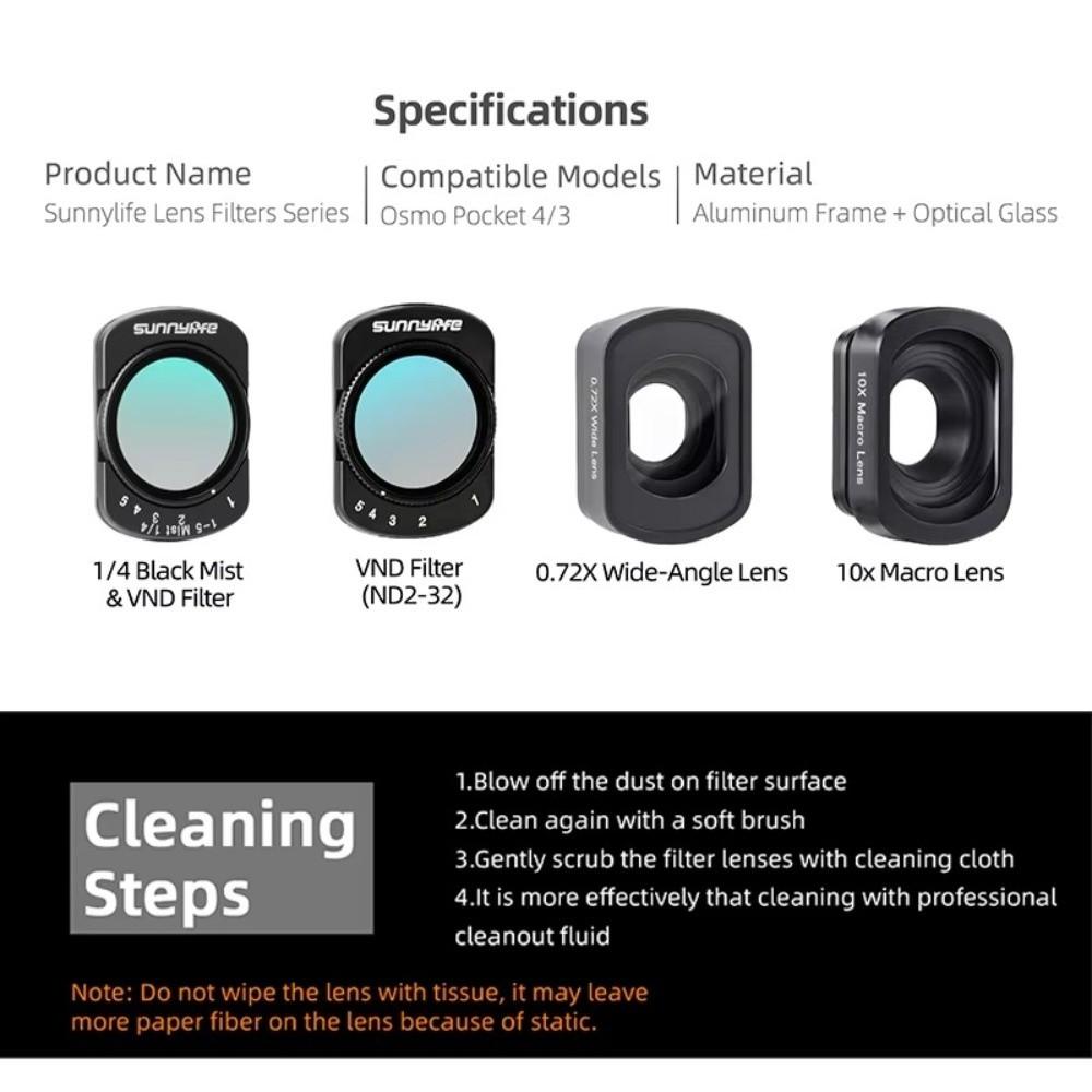 ND2-32 Wide-Angle Lens Adjustable Macro Lens for DJI Osmo Pocket 4 3 Camera Accessories