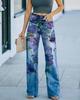 Plus Size Women's Casual Wide-Leg Faux Jeans