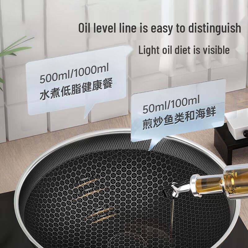 KOBACH 32cm 304 Stainless Steel Non-stick Honeycomb Wok