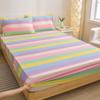 Washed Cotton Fitted Sheet Mattress Protector Non-Slip Bed Cover Pillowcase Set Modern Minimalist