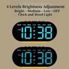 Digital Alarm Clock with Mood Light 2 Alarms Snooze Table Clock 4 Levels Brightness USB Output Charge Port 12/24H LED Clock