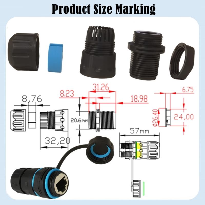 M21 Shielded CAT6 RJ45 Industrial Coupler Easy Installation And IP68 Dustproof Panel Mount Connector