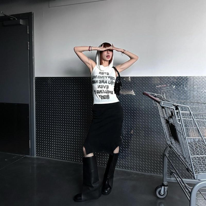 Retro Hoodies Tees For Women Sexy Tops Sleeveless Girls Y2K Tops Letters Cycling Tees Workout Street Wear Gym Sports Fitness Tops