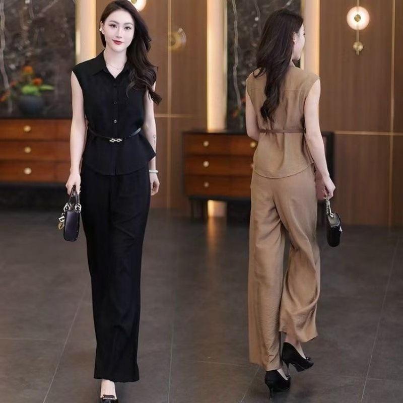  Summer New Casual Fashion Mother Outfit Foreign Style Age-reducing Sportswear Suit Loose and Thin Two-piece Suit Trendy
