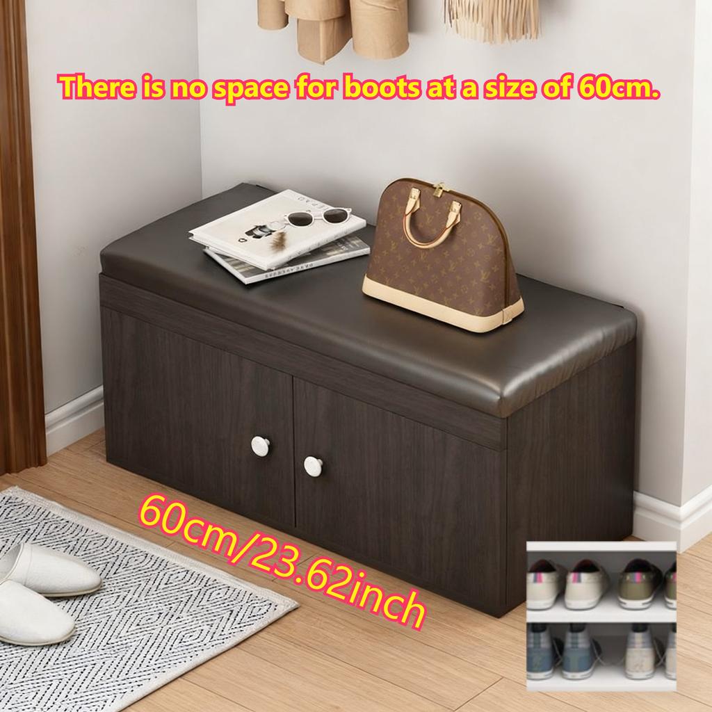 Shoe Changing Stool with PU Leather Multi-layer Shoe Storage Shoe Cabinet Shoes Storage Rack Home Entrance Door Long Bench