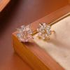 Luxurious Sunflower Zircon Stud Earrings - S925 Silver Needles High-End Ear Jewelry